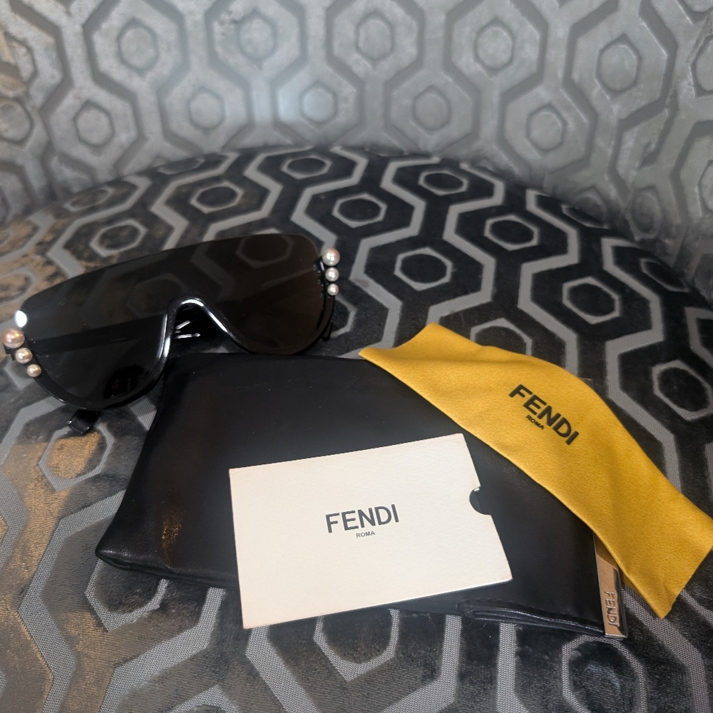 Fendi Black Sunglasses with Pearl Details